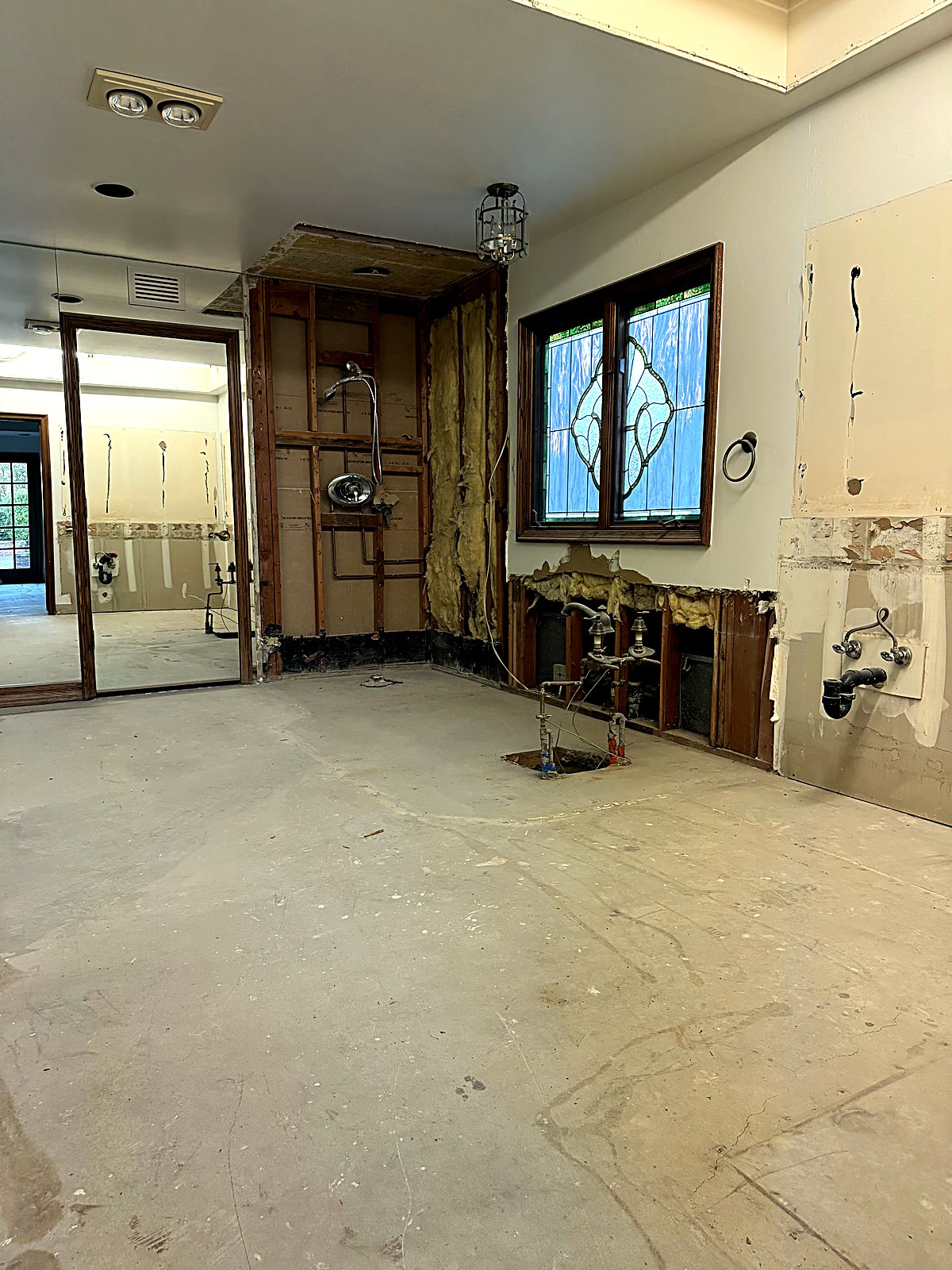 Little Oak Lane bathroom opened to the studs during demolition